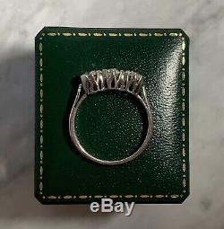 0.75ct Antique Platinum Old Cut Diamond Trilogy Ring Vintage Size L/M