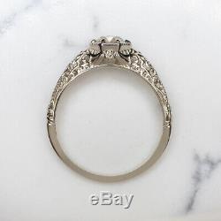 0.90ct OLD MINE CUT DIAMOND VINTAGE ENGAGEMENT RING WHITE GOLD SOLITAIRE ANTIQUE