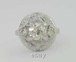 0.9 ct Antique Art Deco Platinum Old European Cut Diamond Engagement Ring