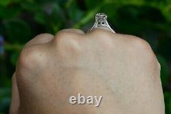 100 Year Old Antique Art Deco Engagement Ring Diamond Solitaire Old Mine Cut Gem
