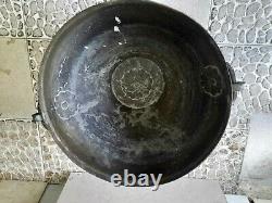 125 Yrs Old Antique Vintage Brass Cooking Handi Pot Tope With Handles 30 x 40 cm