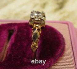 14k Antique Vintage Natural European Vs Diamond Solitaire Floral Engagement Ring