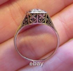14k Antique Vintage Natural Mine Cut Diamond Solitaire Engagement Filigree Ring