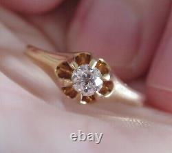 14k Antique Vintage Old Mine Cut Natural Vs Diamond Solitaire Engagement Ring
