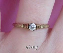 14k Antique Vintage Vs Old Mine Cut Natural Diamond Engagement Ring Art Deco Wow