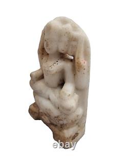 18'C Old Antique Vintage Marble Stone Hand Carved God Brahma Statue / Sculpture