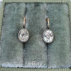1900's Old Mine Cut Diamond Earrings Edwardian Diamond Earrings Vintage Antique