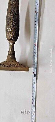 1910 Pot Stand Candle Flower Antique Vintage Brass Old Rare Collectible