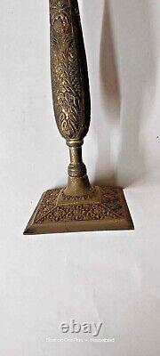 1910 Pot Stand Candle Flower Antique Vintage Brass Old Rare Collectible