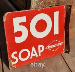 1920 Old Antique Vintage Rare Double Sided HAMAM 501 Soap TATA Enamel Sign Board