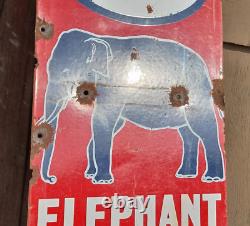 1920's Old Antique Vintage Rare ESSO Elephant Oil Ad Porcelain Enamel Sign Board