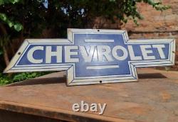 1930's Old Antique Vintage Very Rare Chevrolet Adv. Porcelain Enamel Sign Board