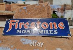 1930's Old Antique Vintage Very Rare Firestone Adv. Porcelain Enamel Sign Board