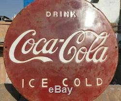 1930's Old Vintage Rare Antique Coca Cola Ice Cold Porcelain Enamel Sign Board