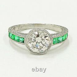 1.28 ct Vintage Antique Old European Cut Diamond Engagement Ring In Platinum