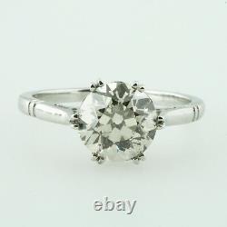 1.75 ct Vintage Antique Old European Cut Diamond Engagement Ring In Platinum