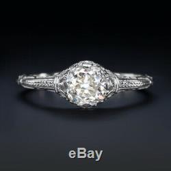 1 Carat Old Mine Cut Diamond Engagement Ring Vintage White Gold Antique Filigree