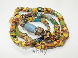 25 Antique African Venetian Millefiori Trade Bead Necklace Vintage Old