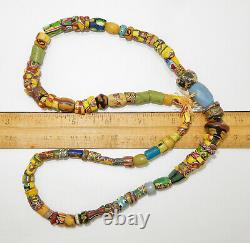 25 Antique African Venetian Millefiori Trade Bead Necklace Vintage Old