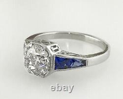2.00 ct Vintage Antique Old European Cut Diamond Engagement Ring In Platinum