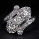 2.12ct Vintage Old European Cut Diamond 3 Stone Bypass Cocktail Ring 2ct Antique