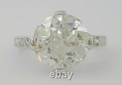 2.85 ct Antique Art Deco Platinum Old European Cut Diamond Engagement Ring GIA