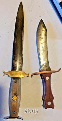 2 Antique Daggers lot 2 Knives Hungary 1930 Athame Rare Unique old vintage knife