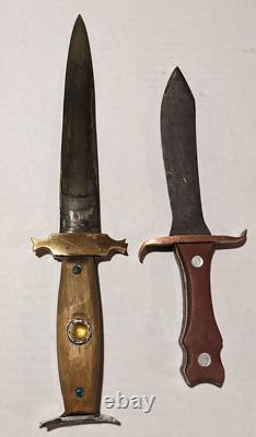 2 Antique Daggers lot 2 Knives Hungary 1930 Athame Rare Unique old vintage knife
