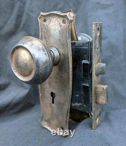 2 availble Antique Vintage Old Brass Steel Interior Door Lockset Knob Plate Lock