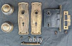 2 availble Antique Vintage Old Brass Steel Interior Door Lockset Knob Plate Lock