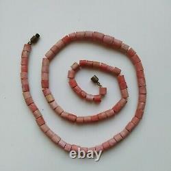 38 gr Antique Vintage Old Natural Coral Undyed Beads Necklace Russian