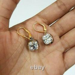 9mm Old European Cut Two Tone Antique Vintage Earrings Women Anniversary Gift