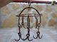 Antique 19th Century Hand Forged Wrought Iron Hooks Hanger Old Fireplace Vintage