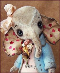 Alla Bears artist Old Antique Vintage Elephant art doll home decor bridal show