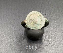Ancient Indo Greek Coin Antique Vintage Old Bronze Jewelry Ring Collectables