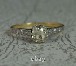 Antique 0.95ct Old Mine Cut Diamond 18ct Gold & Platinum Engagement Ring d0347