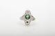 Antique $10k 3ct Natural Green Sapphire Old Euro Diamond Platinum Filigree Ring