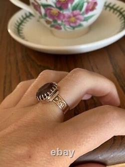 Antique 10k Rose GOLD Old Cut AMETHYST Victorian Ring Large Ornate Crown Prongs