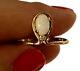 Antique 14k Solid Yellow Gold Natural Opal Old Cut Diamond Ladies Ring Size 5.75