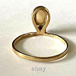 Antique 14K Solid Yellow Gold Natural Opal Old Cut Diamond Ladies Ring Size 5.75