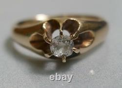 Antique 14K Yellow Gold Old Mine Cut Diamond Ring Size 4.5 (0.125 carats)