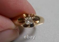 Antique 14K Yellow Gold Old Mine Cut Diamond Ring Size 4.5 (0.125 carats)