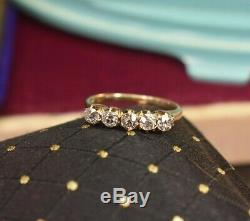 Antique 14K yellow gold 5 stone. 56 tcw old mine diamond ring sz 4.75 sizable