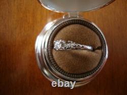 Antique 14k White Gold Old European Cut Center Diamond Ring 2.2 Gr Size 5.75