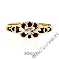 Antique 14k Yellow Gold Old Mine Cut Diamond Belcher Solitaire Engagement Ring