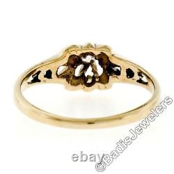 Antique 14k Yellow Gold Old Mine Cut Diamond Belcher Solitaire Engagement Ring