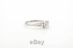 Antique 1920s 1.30ct SI E Old Mine Cushion Cut Diamond Platinum Wedding Ring