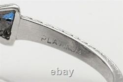 Antique 1920s 1.50ct Old Euro Diamond Sapphire Platinum BOW TIE Filigree Ring