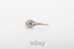 Antique 1920s. 33ct Old Euro Genuine PINK Diamond 18k White Gold Filigree Ring