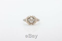Antique 1920s $5000 1ct Old Mine Cut Diamond 18k White Gold Filigree Ring
